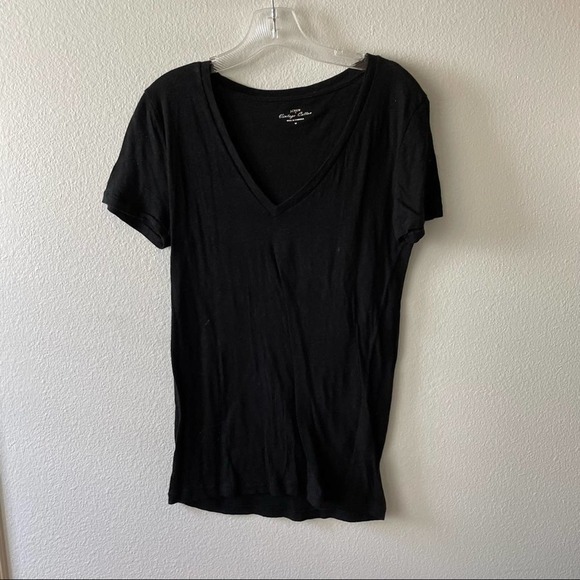 J. Crew Black Vintage Cotton V Neck Tee - Picture 1 of 3